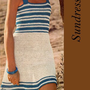 Summer crochet dress, 1970&#39;s style, vintage pattern,  high resolution cleaned PDF download.