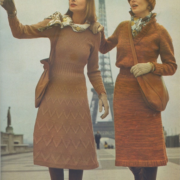1970's knitted dresses, high quality cleaned vintage pattern