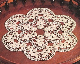 Irish crochet Rose doily, high quality PDF pattern download, row by row instructions