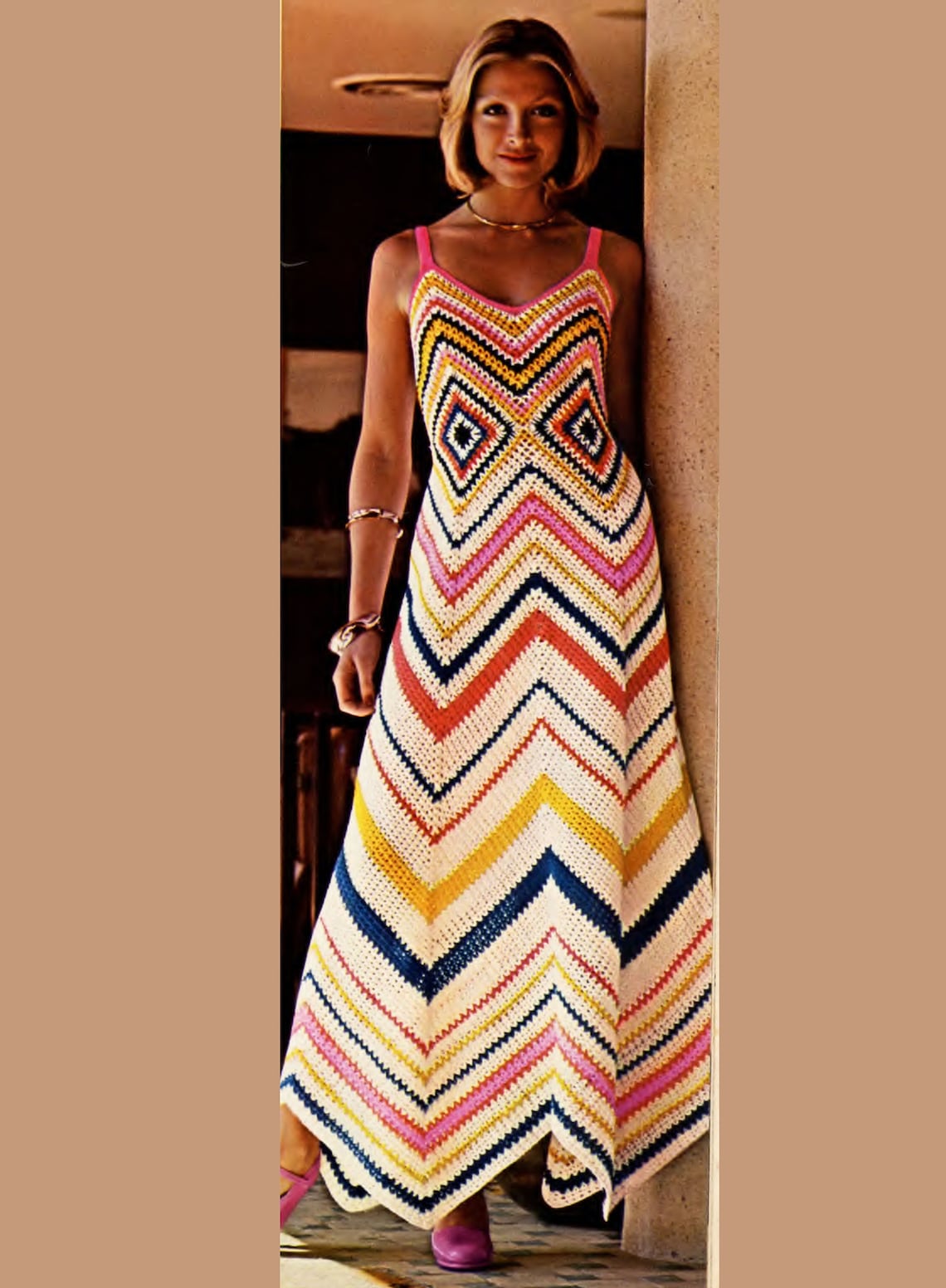 Crochet Dress 1970's Style Vintage Pattern High Etsy