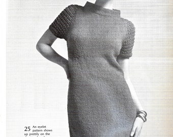 Robe en tricot des années 1970, motif vintage nettoyé de haute qualité