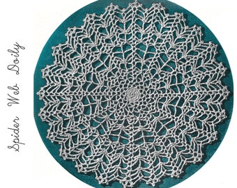 Spider web, floral Doily, high quality PDF pattern download, row by row instructions