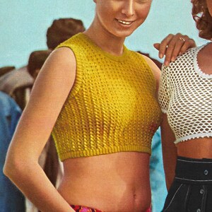 1970&#39;s knitted short top, high quality cleaned vintage pattern
