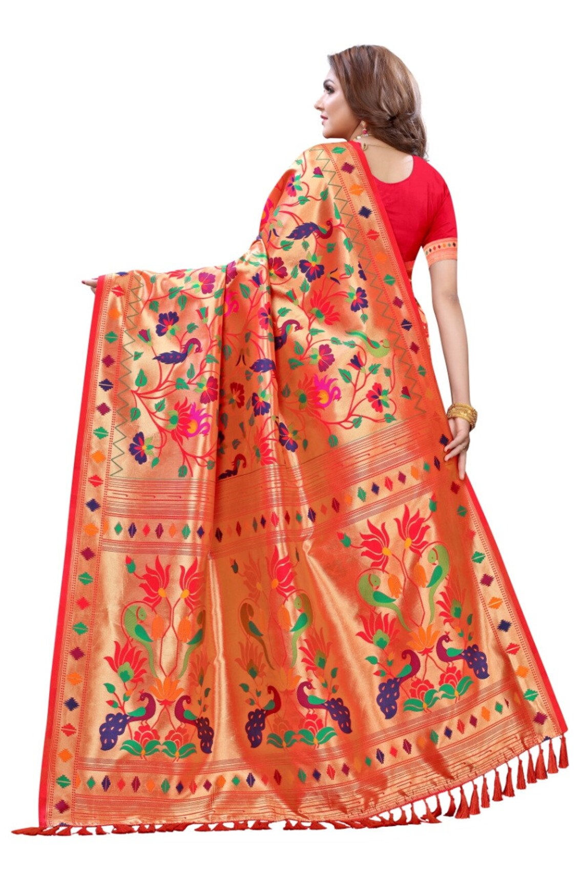 Beautiful Pure Paithani Silk Saree Wedding Wear Designer Sari Etsy