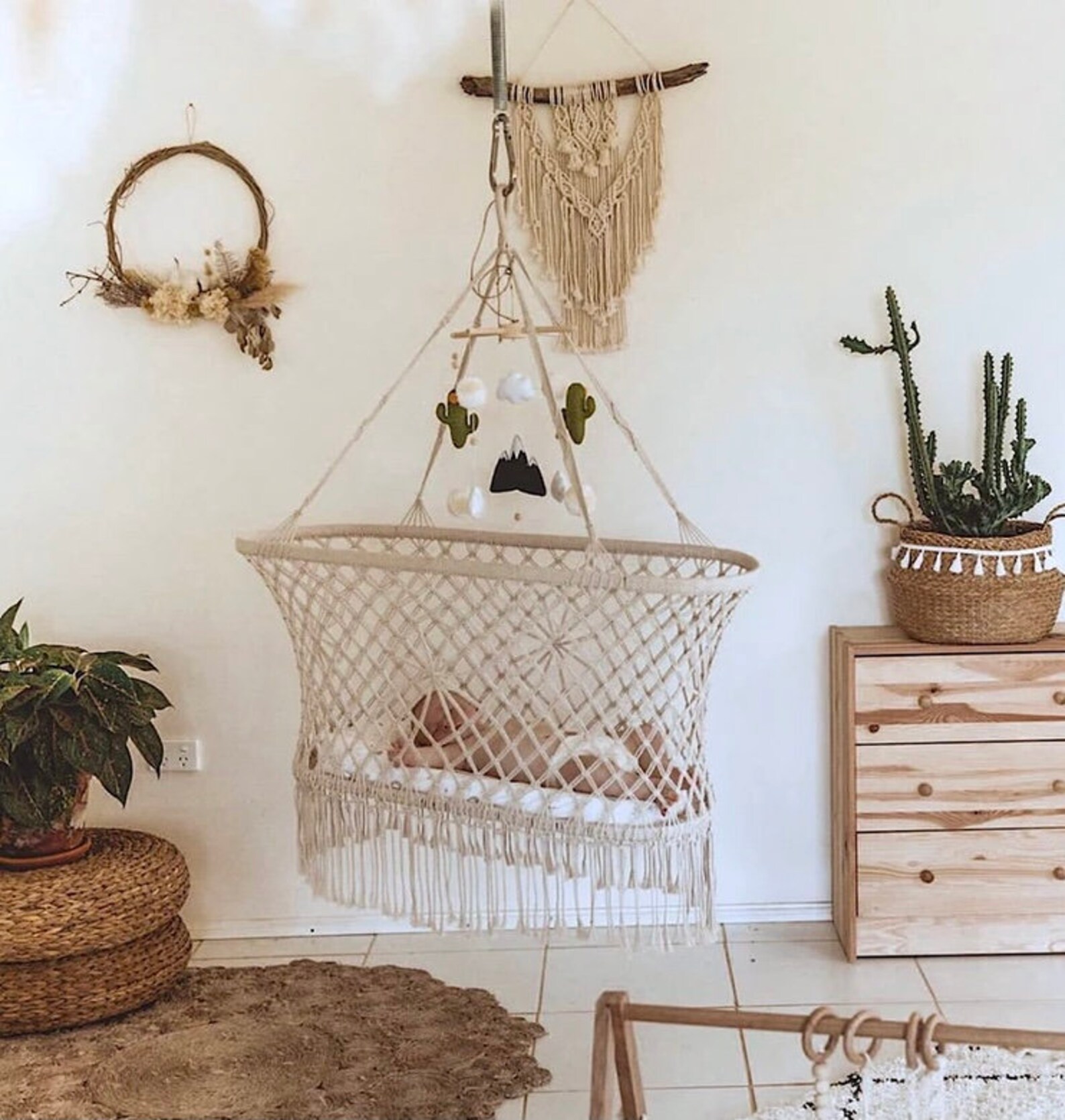 Handmade Macrame Baby Cradle Baby Swing DIY Boho Baby Swing Etsy