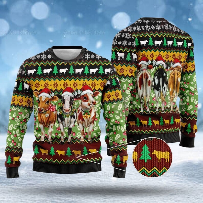 christmas sweater cow
