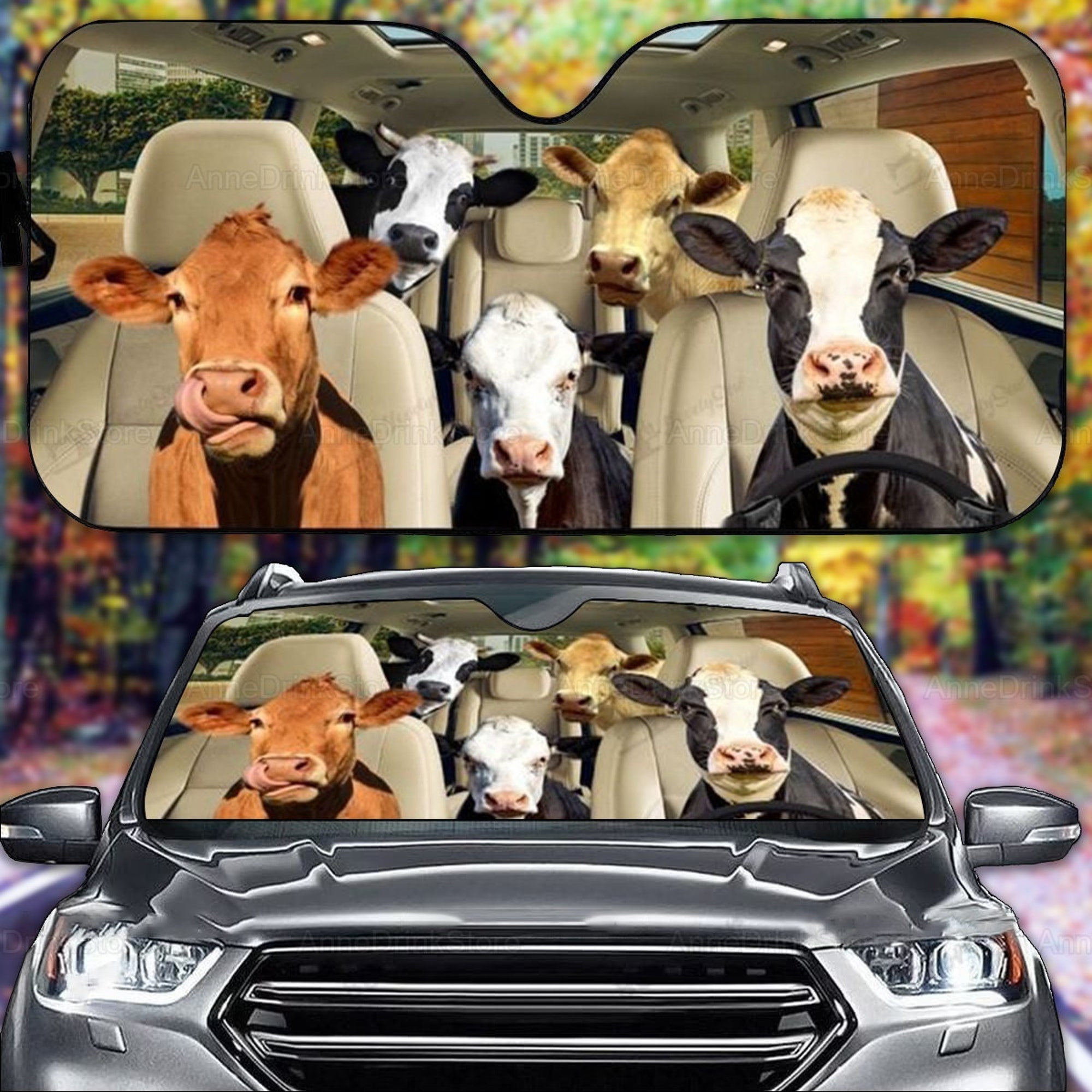 Cow Car Sun Shade, Cow Farm Life, Heifer Car Accessories