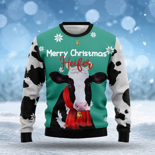christmas sweater cow