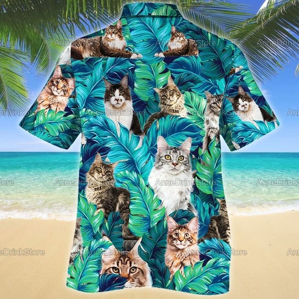 Maine Cat Hawaiian Shirts Summer Shirts Animal Lovers Etsy