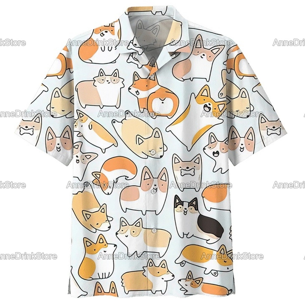 mens corgi button up shirt
