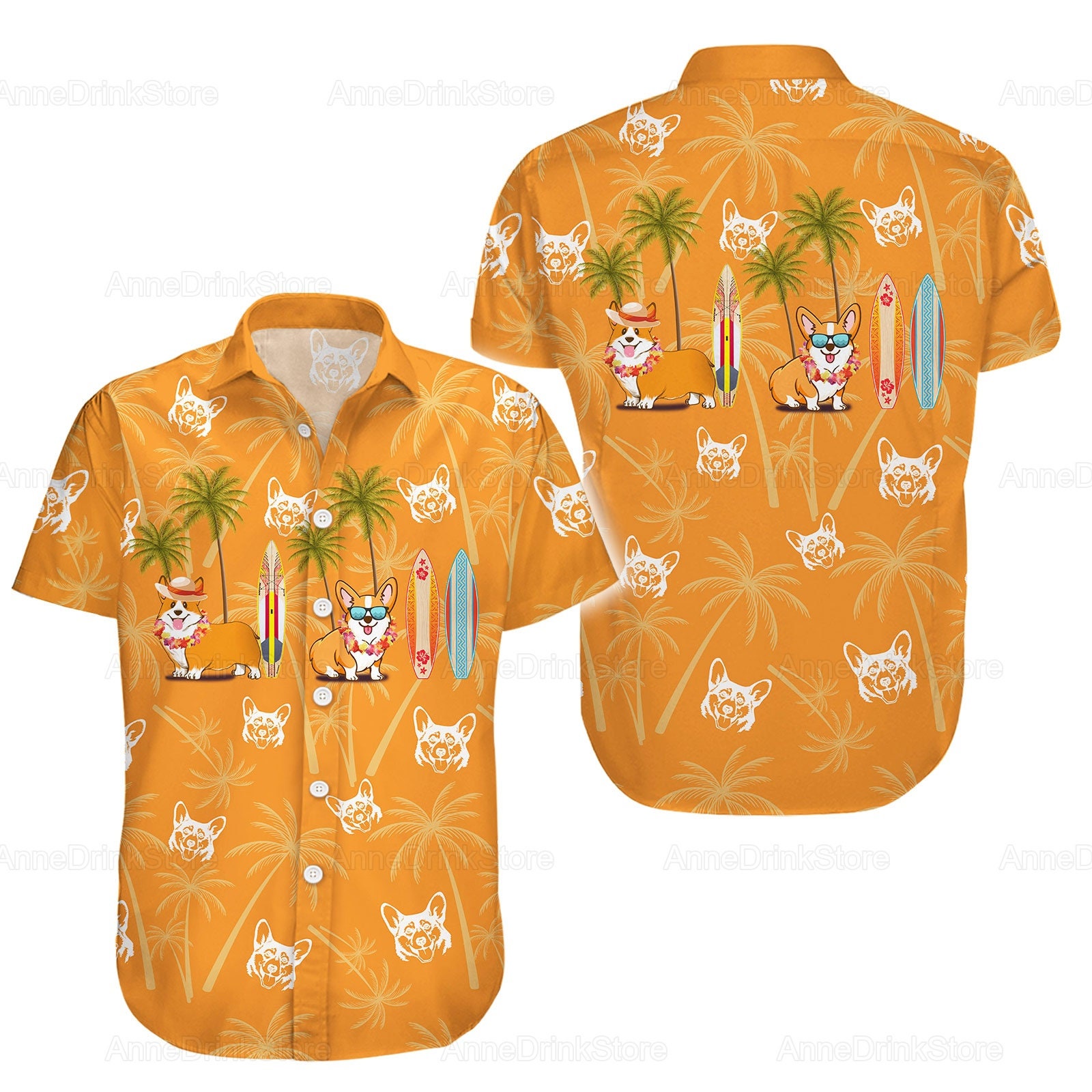 mens corgi button up shirt