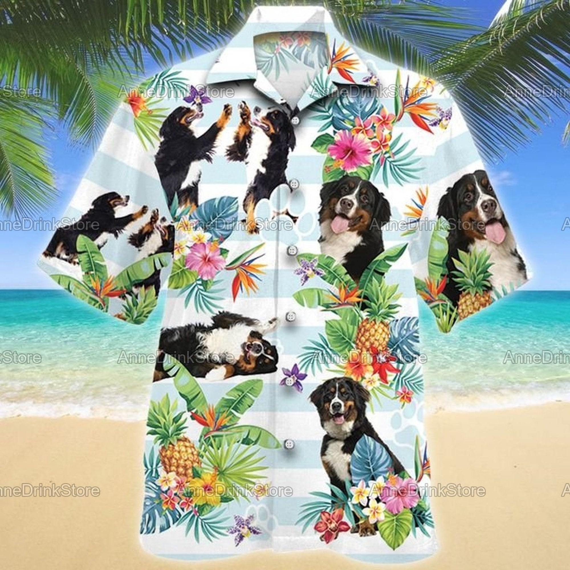 Discover Bernese Mountain Hawaiian Shirts, Bernese Summer Shirts, Pet Lovers, Button Up Shirts, Gift for Him, Bernese Lovers PHT282106A07