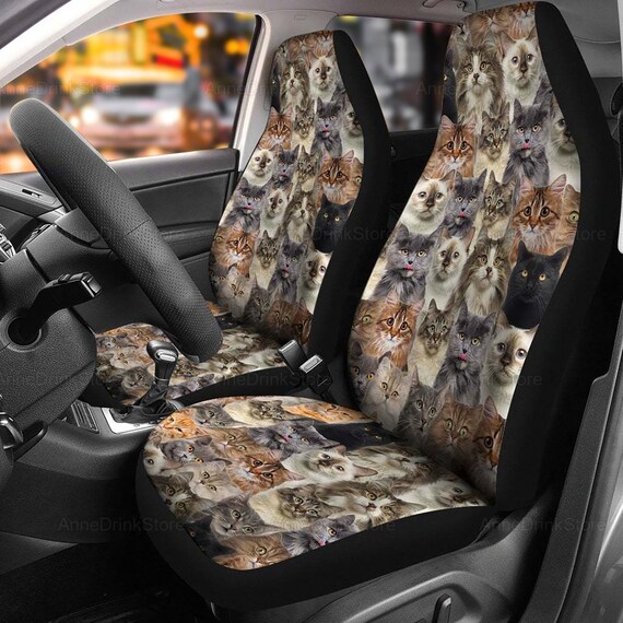 Cat Full Face Car Seat Covers Cat Funny Seat Covers Car Etsy