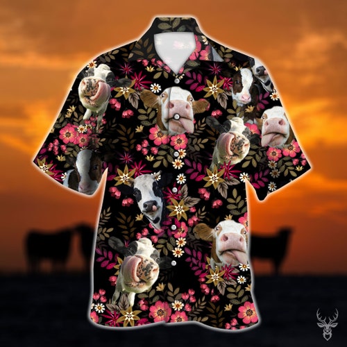Flower Cow Hawaiian Shirt Tropical 