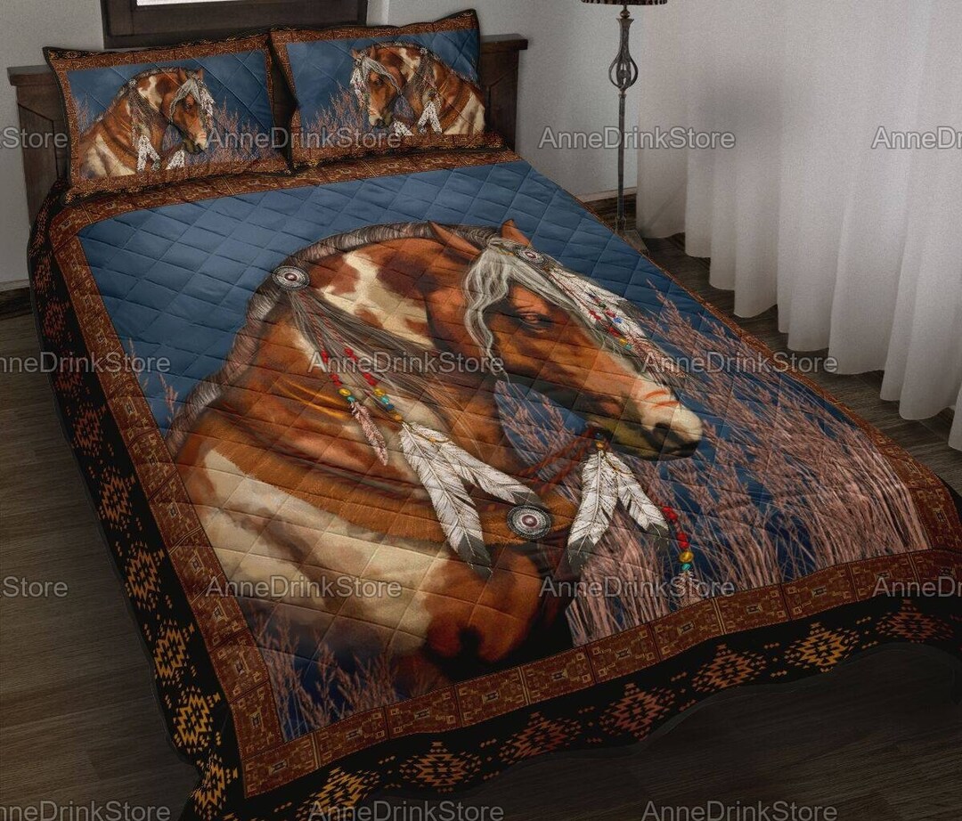 Horse Native Quilt Set Quilt Set Horse Lover Home Decor - Etsy