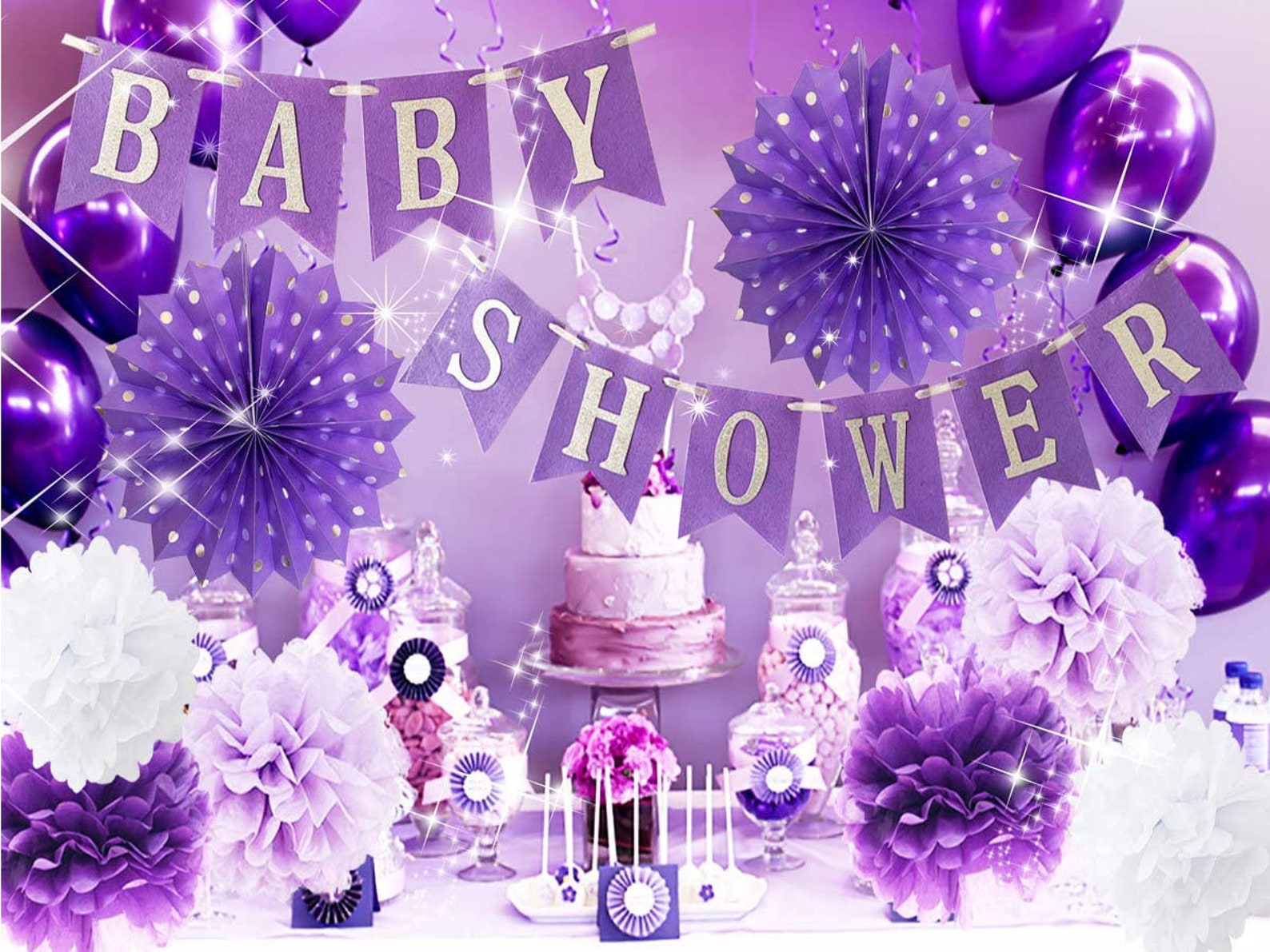 Purple Elephant Baby Shower Decorations Baby Shower Banner Etsy