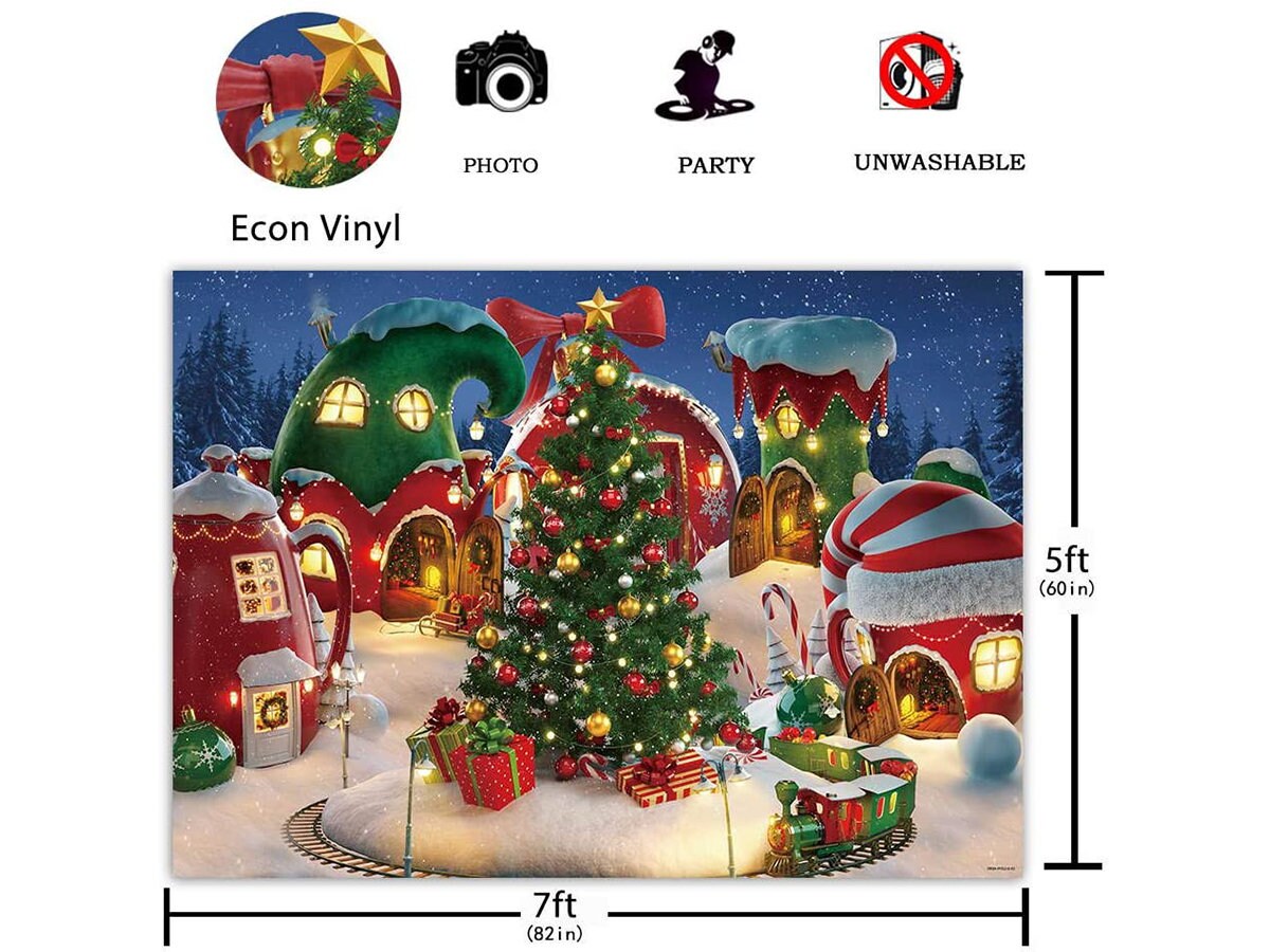 7x5ft Cartoon Christmas Village Photography Backdrop Winter | Etsy