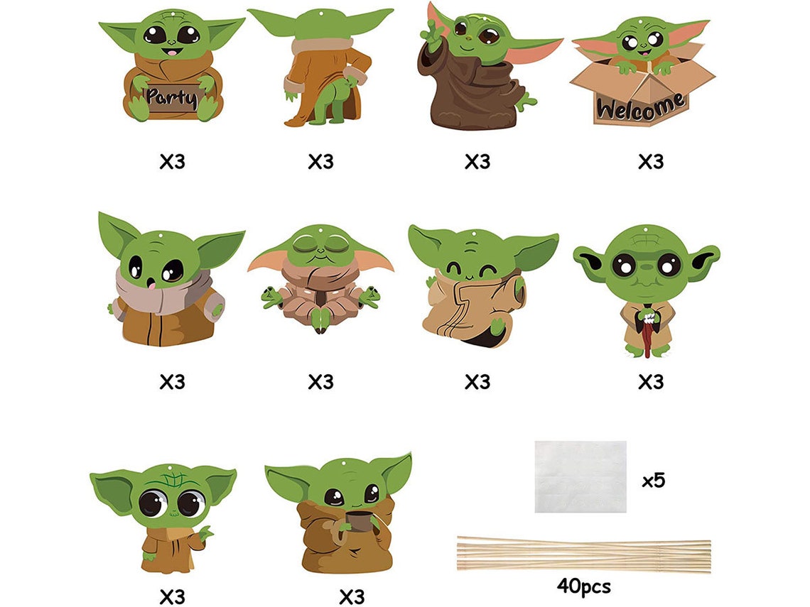 80Pcs Baby Yoda Party Decorations Centerpiece Sticks Table Etsy