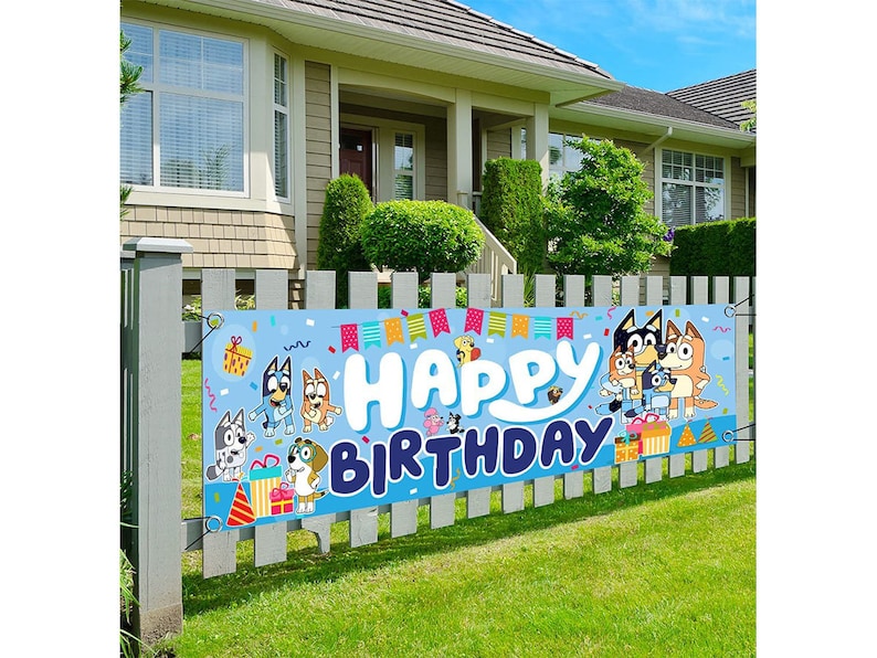 Bluey Themed Birthday BannerBluey Yard Sign Happy image 0