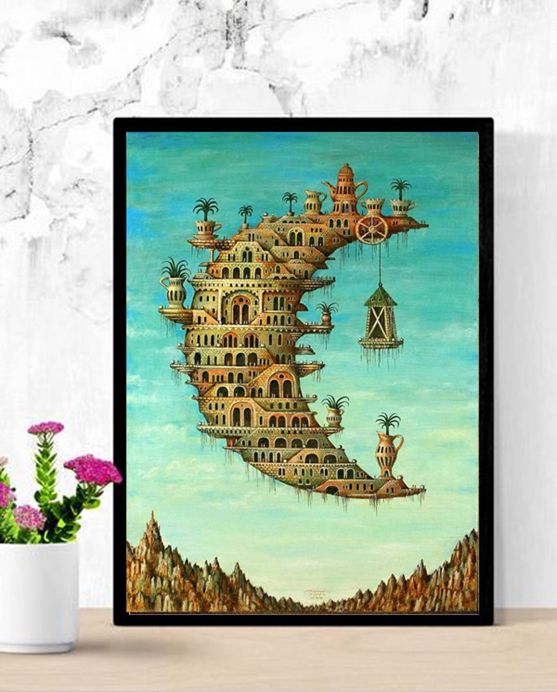 Salvador Dali Living on The Moon Poster Etsy