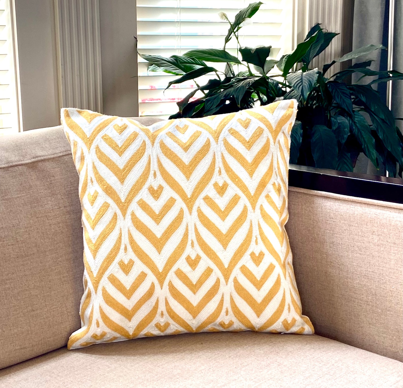 Set of 2 Lemon Yellow Decorative Accent Throw Pillow Cover Woven