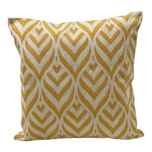 Set of 2  Lemon Yellow Decorative Accent Throw Pillow Cover Woven Embroidery 18x18 High Quality (2 covers)