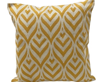 Juego de 2 amarillo limón decorativo acento tirar almohada cubierta tejido bordado 18x18 alta calidad (2 cubiertas)