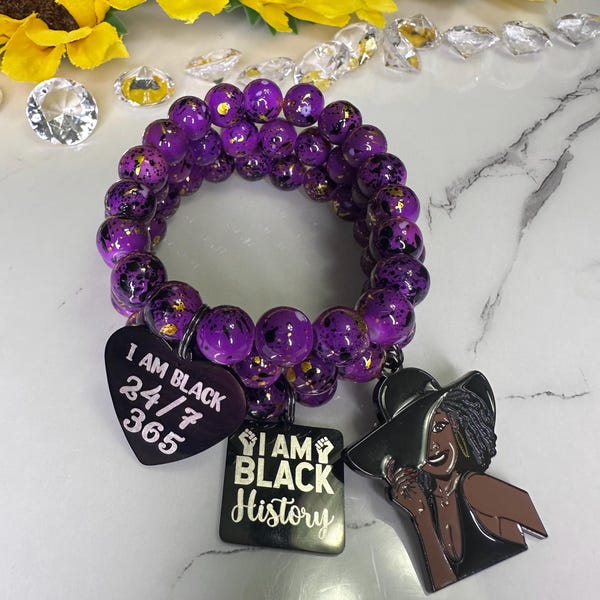 Black History - Positive Affirmation Beaded Bracelet Stack