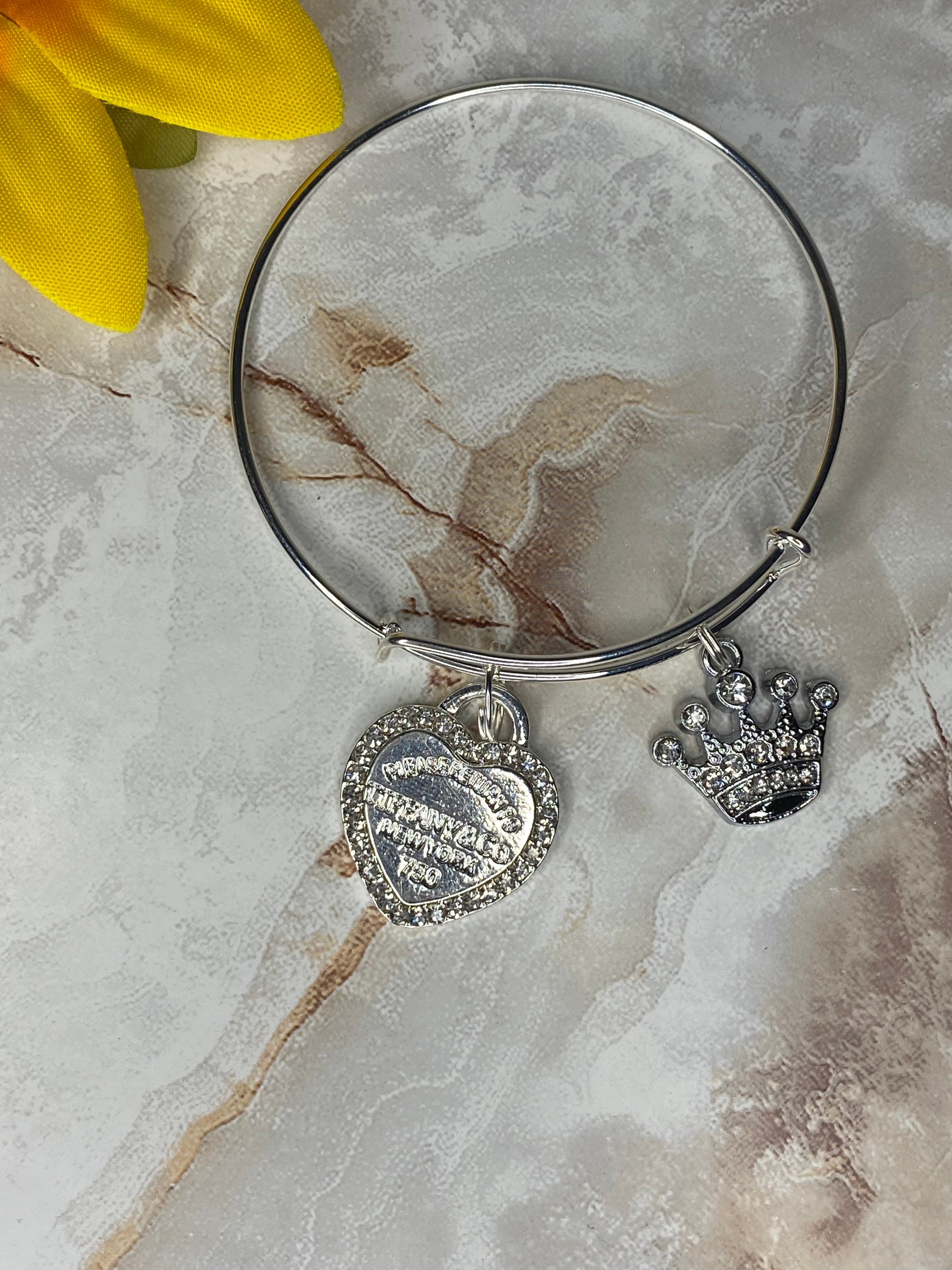 Silver Charm Bangle Etsy