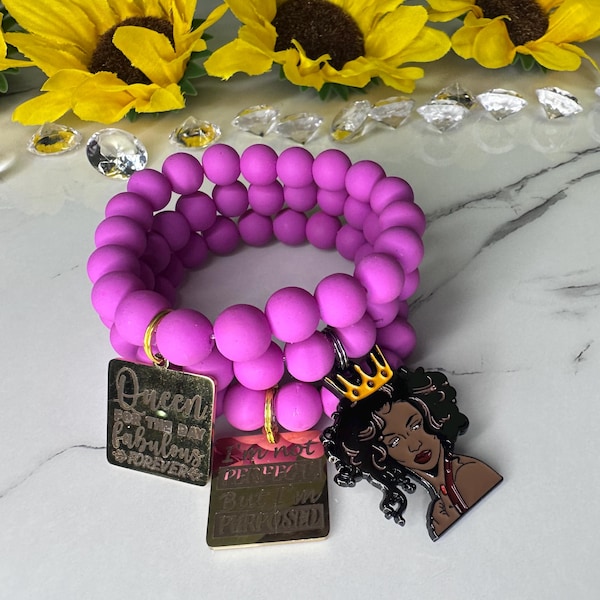 Queen - Positive Affirmation Beaded Bracelet Stack