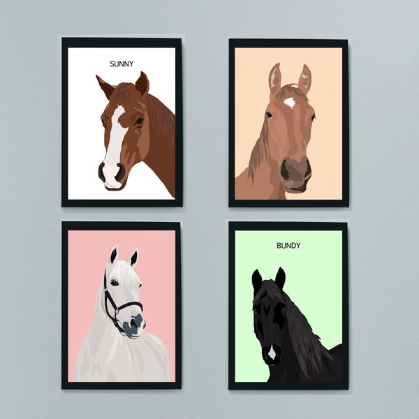 Custom Horse Portrait | Digital Art File | Custom gift | Personalised gift | Gifts for horse lovers | Custom pet portrait DIGITAL FILE ONLY
