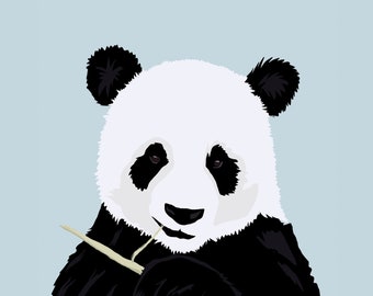 Hand Drawn Panda Print, Nursery Animal Decor (Digital Download)