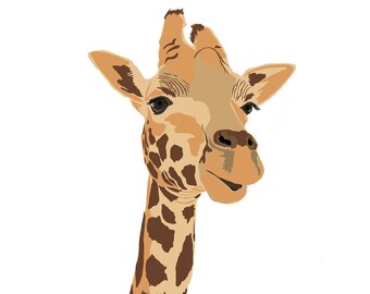 GIRAFFE PRINT, Arte mural imprimible, Impresiones de arte, Descarga digital, Decoración de animales de guardería, Cartel de jirafa