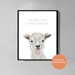 Cartel de cita divertida de cabra, arte de pared imprimible, impresiones de arte, descarga digital, cartel de cabra, arte moderno, citas de pared