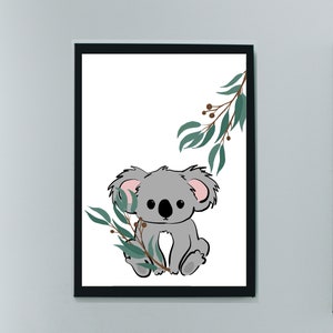 Impresión de koala, Arte de pared imprimible, Impresiones de arte, Descarga digital, Decoración de animales de guardería, Póster de koala, Arte moderno