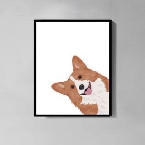 Impresión de pared Corgi, Arte de pared imprimible, Impresiones de arte, Descarga digital, cartel de perro, Cartel de Corgi, Arte moderno, personalizable