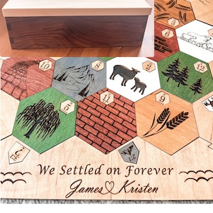 Custom boardgame with optional storage box - Handmade - Settler - Family Game Night - Wedding, Birthday Day, & Anniversary Gift