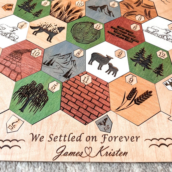 Custom Resource Boardgame - Handmade Wooden Game - Settler - Family Game Night - Wedding, Birthday Day, & Anniversary Gifts