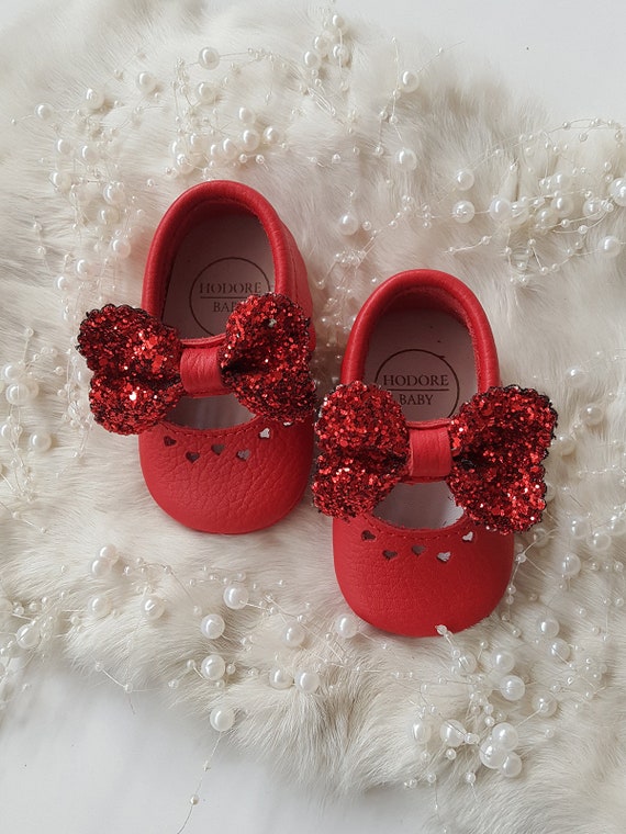 Red baby moccasins hotsell