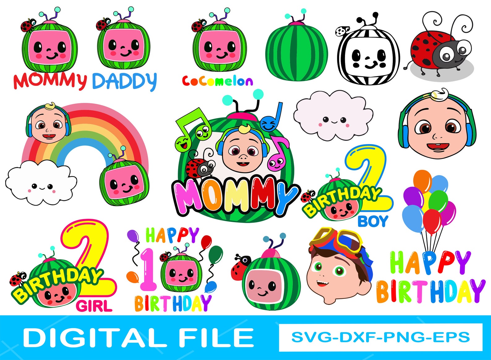 Cocomelon Family Birthday SVG