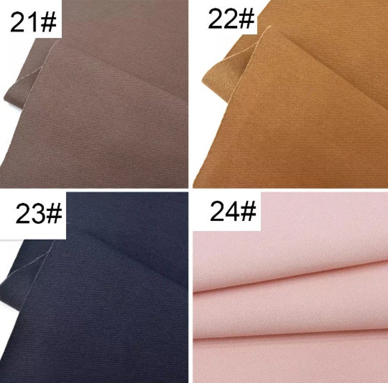 May include: Four fabric swatches in different colors and textures. The swatches are labeled with numbers 21, 22, 23, and 24.
