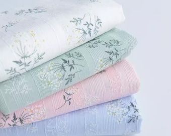 Katoenen stof bloemen, geborduurde stof, katoenen stof bloem, zachte katoenen stof, quiltstof, designerstof, op maat gesneden