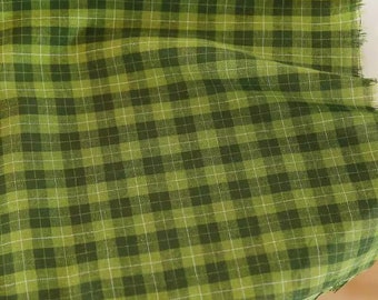 Plaid Check Cotton Linen Fabric, Japanese Check Fabric, Gingham Cotton Linen Fabric, Quilting Fabric, Designer Fabric, By the Half Yard