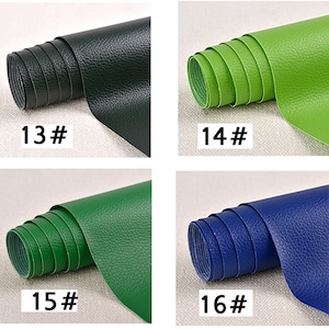 May include: Four rolls of faux leather in different colors: dark green, light green, dark green, and dark blue. Each roll is labeled with a number: 13#, 14#, 15#, and 16#.