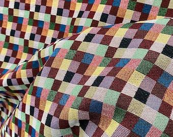 Gingham Check Jacquard Fabric- Sewing- Upholstery- Home Decor DIY Fabric- By 1/2 Yard
