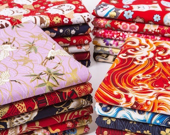 Japanese Fabric, Cotton Fabric, Bronzing Fabric, Printed Fabric, By the Half Yard