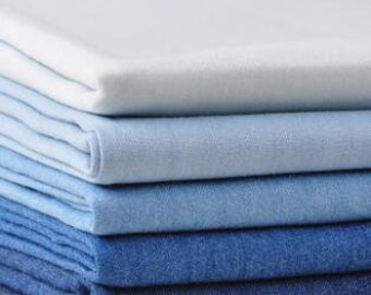 Tela vaquera azul ligera, deslavada, de color liso, deslavada de algodón, para pantalones, camisas y prendas de vestir, por media yarda