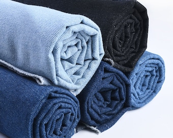 Heavy Weight Denim Fabric, Washed Denim, Solid Color Fabric, Cotton Denim, Pants Shirt Apparel Fabric,By The Half Yard
