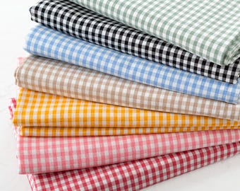 Plaid Cotton Fabric- Sewing Craft Supplies- Quilting Fabric- Tablecloth- Decorative Fabric- Clothing Fabric- Curtain Fabric-By The Half Yard