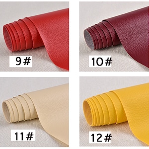 May include: Four rolls of faux leather in different colors: red, burgundy, beige, and yellow. Each roll is labeled with a number: 9#, 10#, 11#, and 12#.
